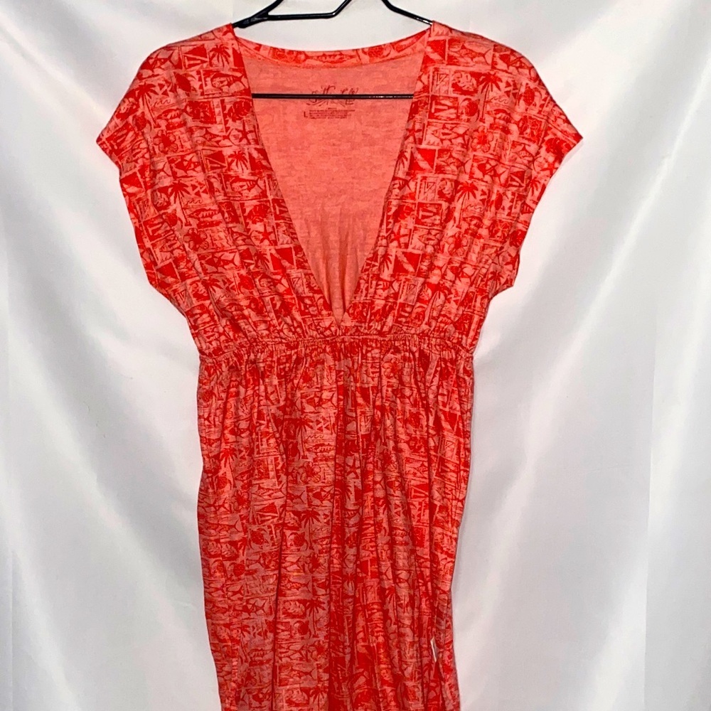 SALTLIFE WO SIZE LARGE CORAL FISHING DESIGN SWIM COVER UP CASUAL DRESS EUC CLEAN
